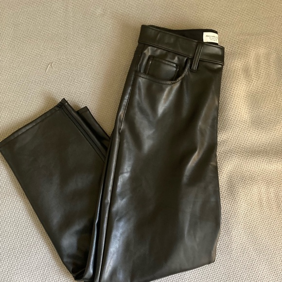 Abercrombie & Fitch Black Vegan Leather Straight Leg Jeans - Picture 8 of 13